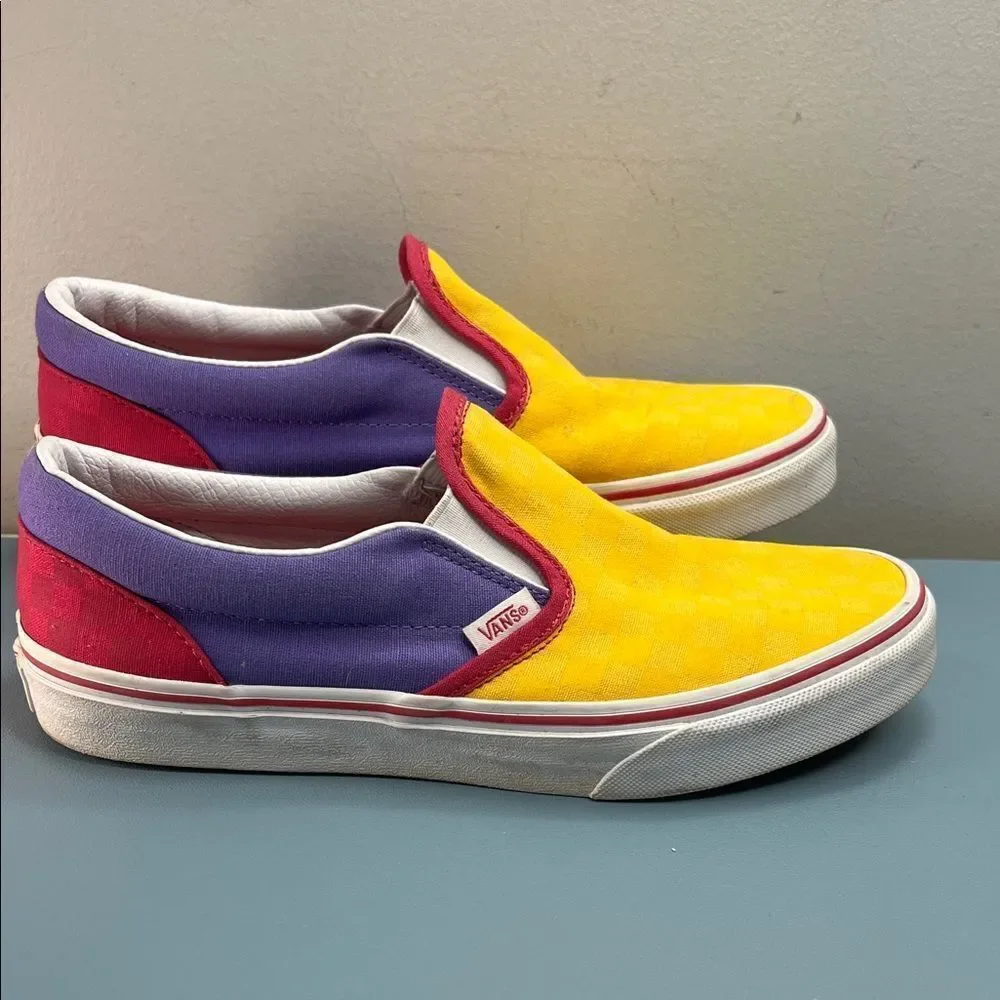 Vibrant Yellow and Purple Slip-On Shoes Juniors 6.5=W8